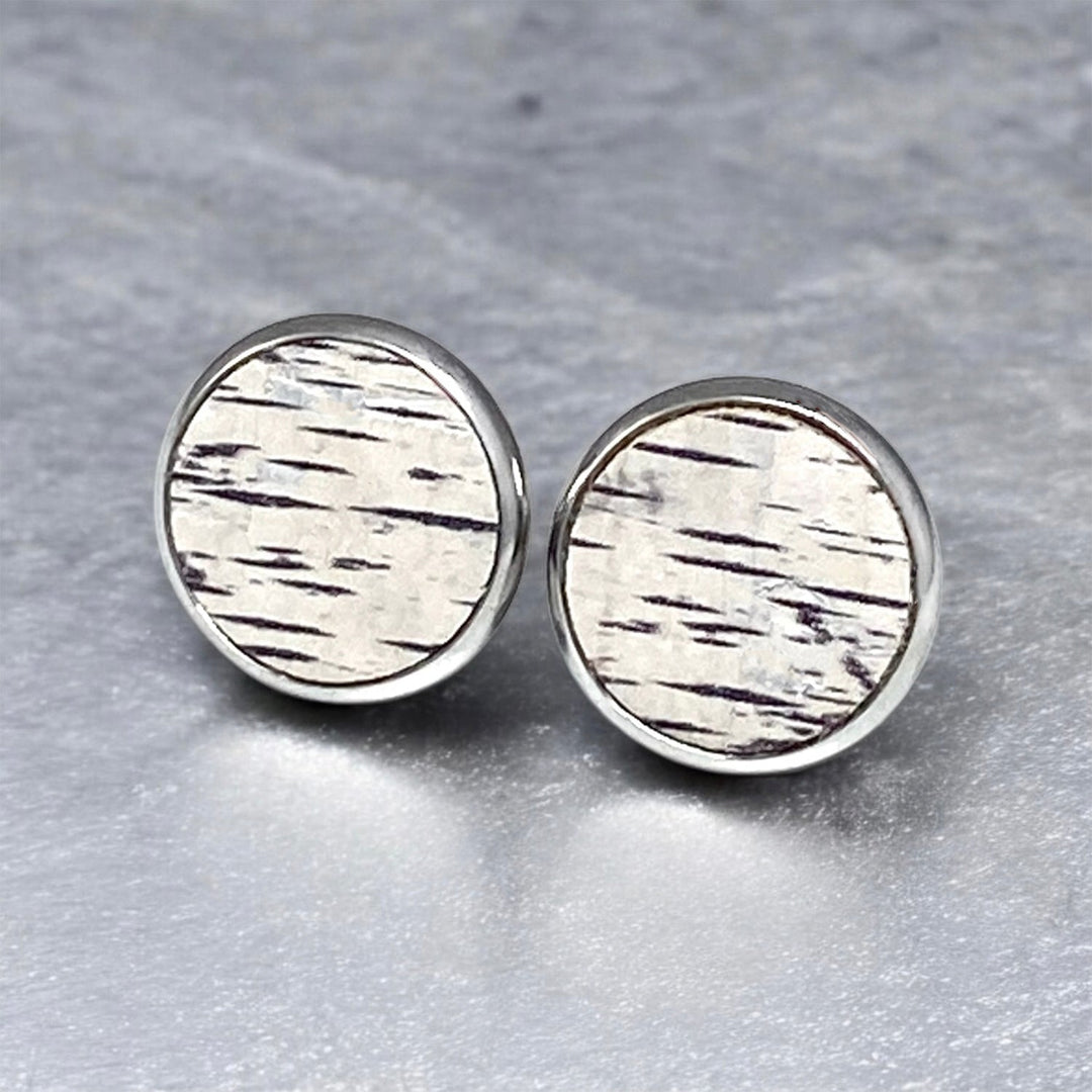 Birch post earrings, genuine cork - Be Inspired UP