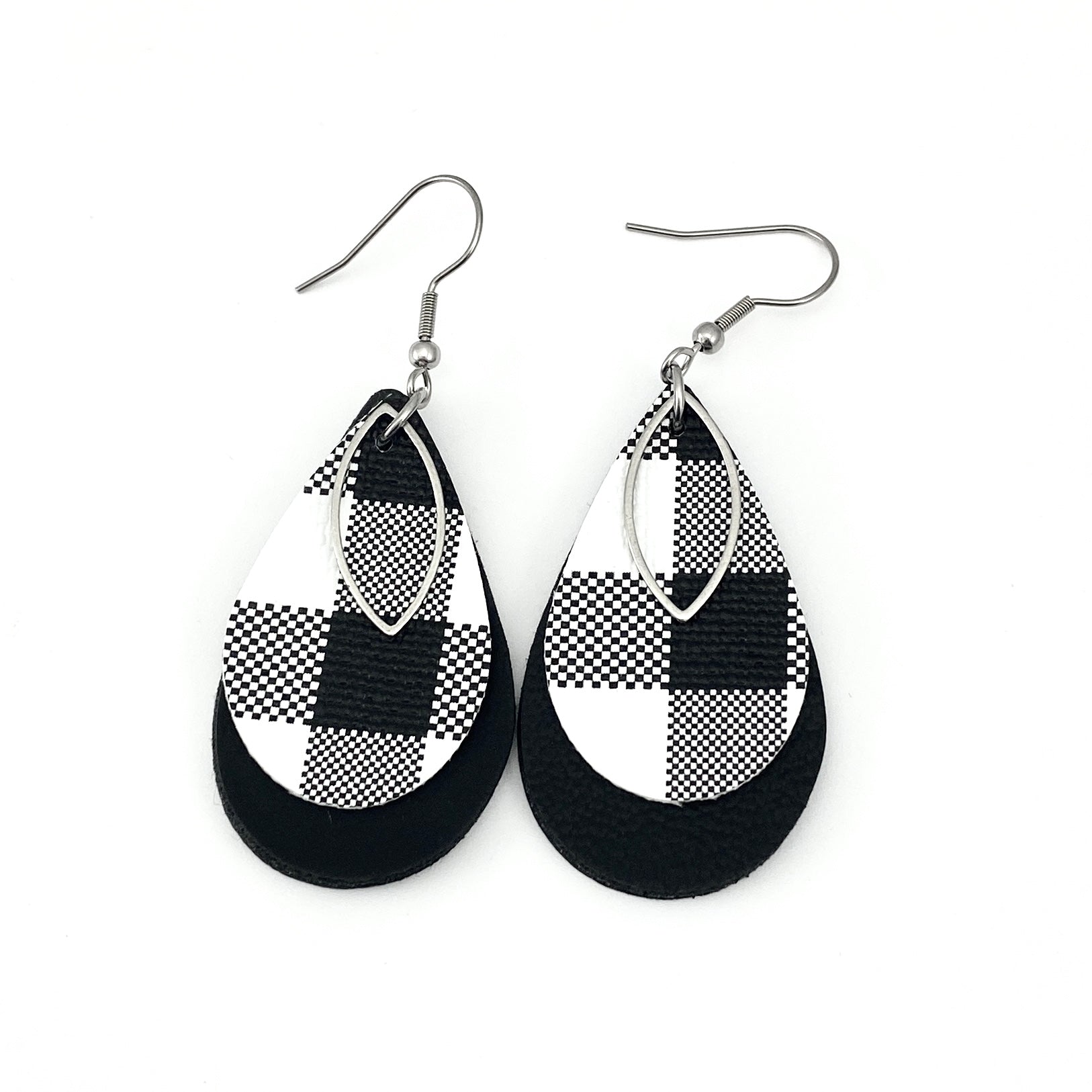 Black and hotsell White Wood Earrings, Buffalo Plaid Earrings, Christmas Earrings, Handmade Earrings, Holiday gift her, Stocking Gift Her