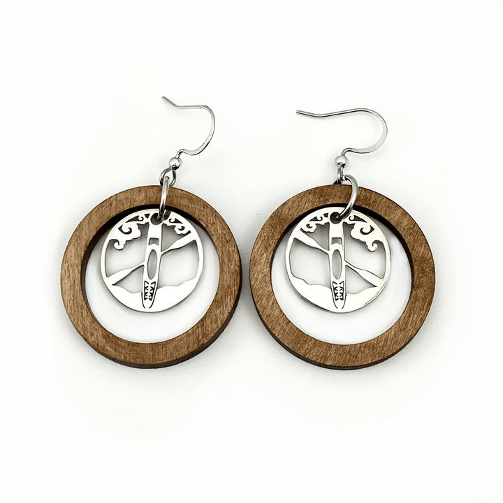 Kayak Waves Wooden Hoop Earrings Large - Be Inspired UP