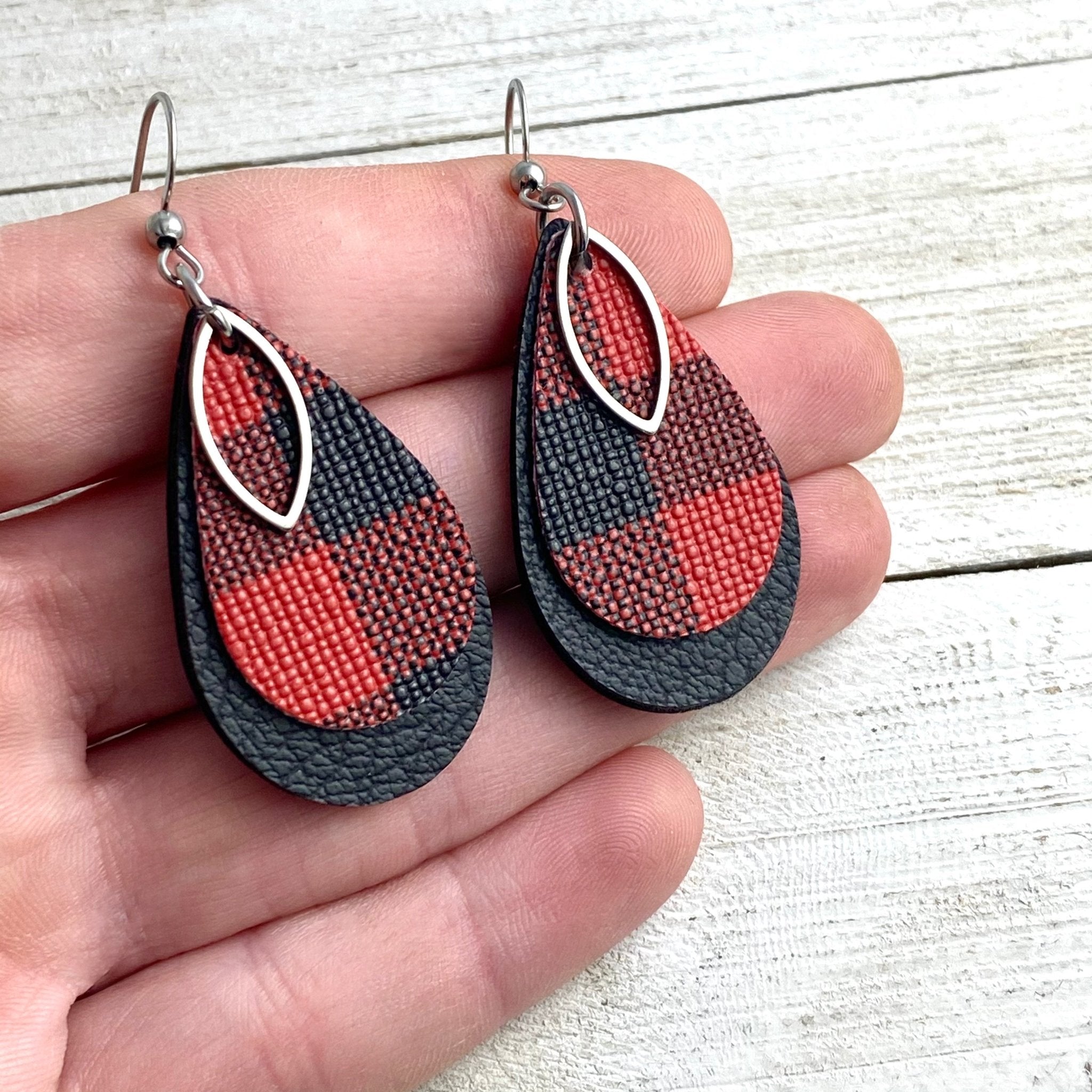 Red buffalo on sale plaid earrings