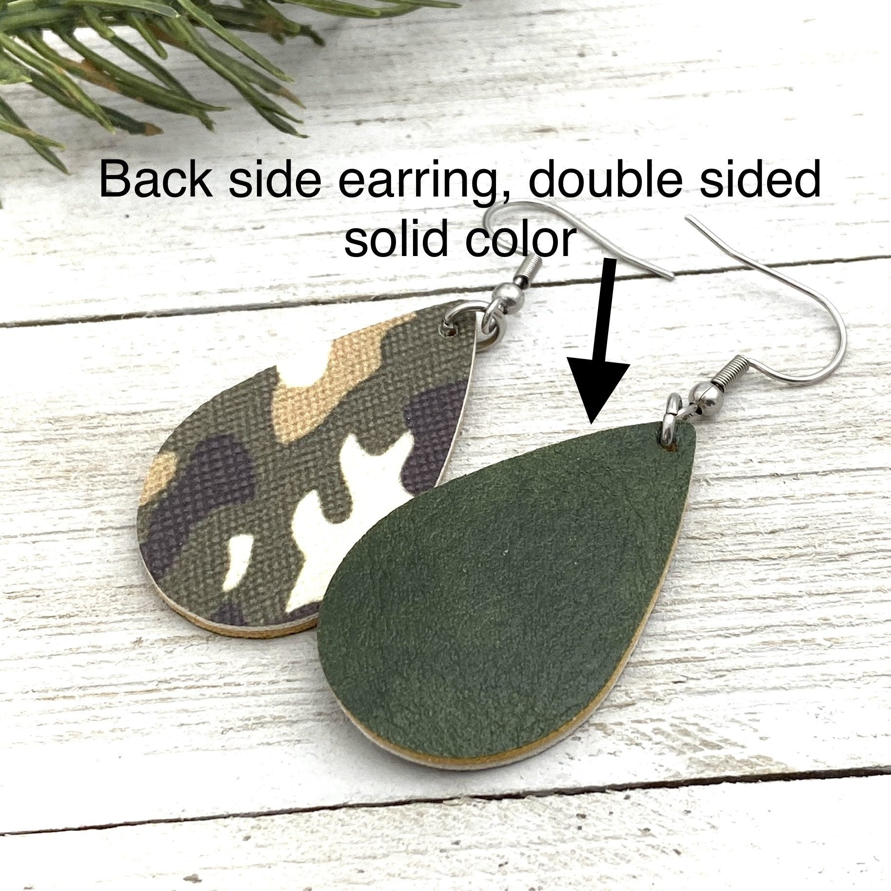 Camo shop leather earrings