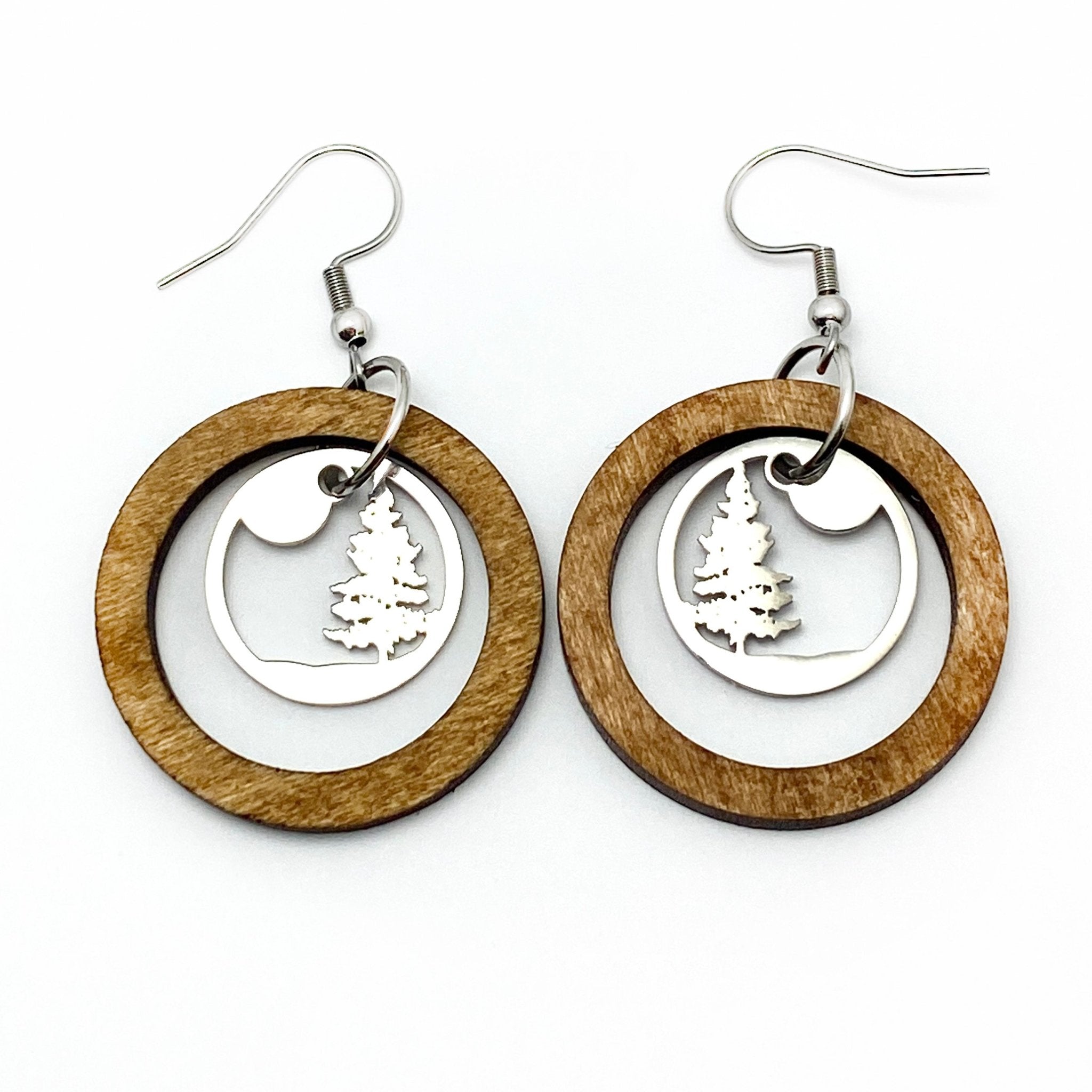 Lone Pine Wooden Hoop Earrings