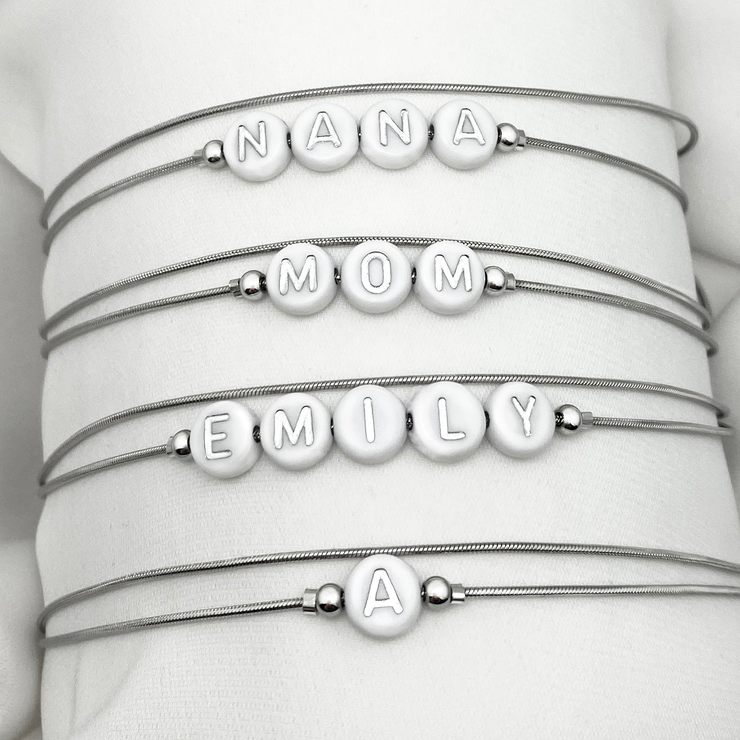 Circle Initial Bead Bracelet - Initial Bracelets For Women